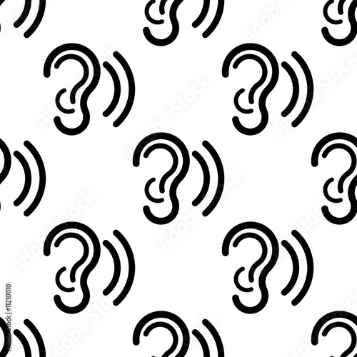 Icono plano patrón con escuchar sobre fondo blanco