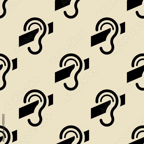 Icono plano patrón con sordera sobre fondo beige