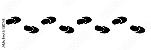 Pantoffel-Spur, Schuhabdruck – schwarz-weiß, Vektor, freigestellt