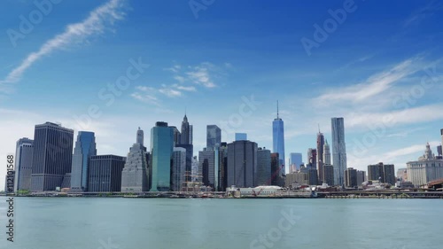 Wallpaper Mural NYC New York City panoramic cityscape Manhattan skyline sunny day blue sky time lapse Torontodigital.ca