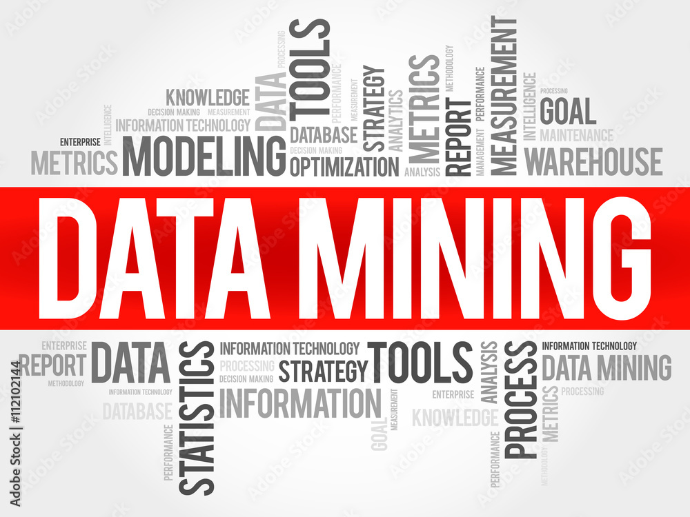 Fototapeta premium Data Mining Technology Strategy word cloud, business concept