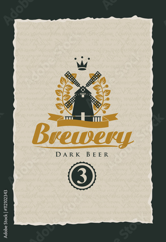 labels for beer and the brewery with a windmill