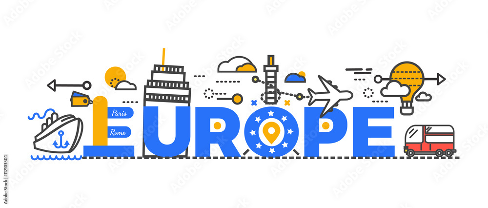 Travel Europe Word Text Creative Design Travel Europe Word Text Creative Design