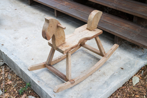 Children toy of wooden rocking horse