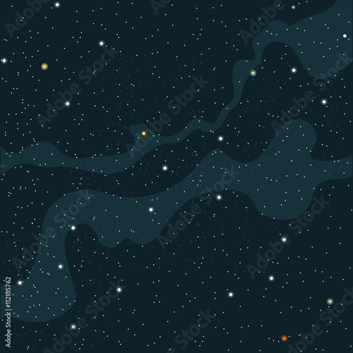 Space and cosmic view of the universe with stars, planets and galaxies. Digital vector image.