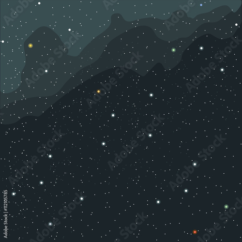 Space and cosmic view of the universe with stars, planets and galaxies. Digital vector image.