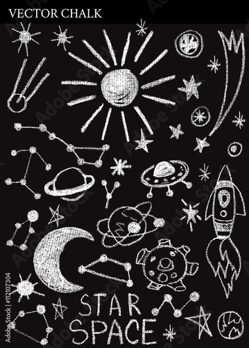 Hand Drawn Chalk Space Doodles