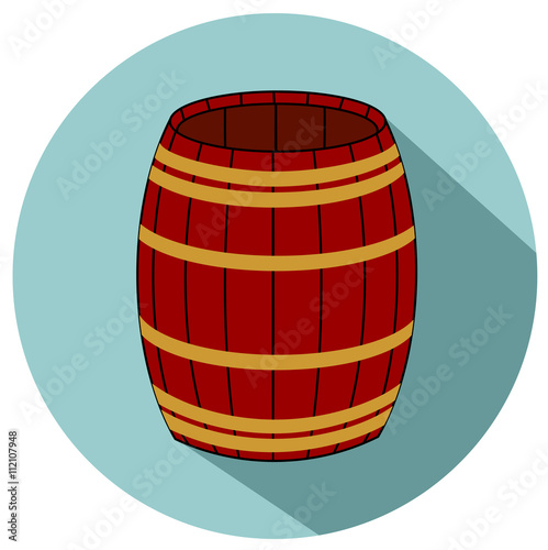 Wooden barrel flat design icon vector eps 10