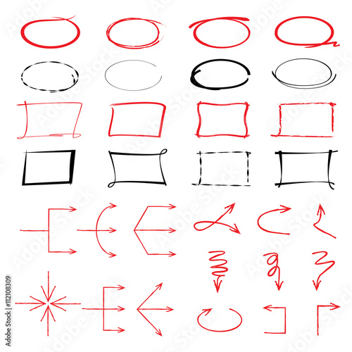 arrows, circles, highlighter elements