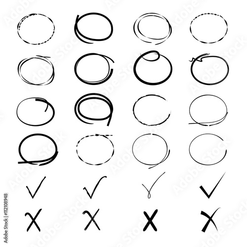 check mark, wrong marks, grunge circles