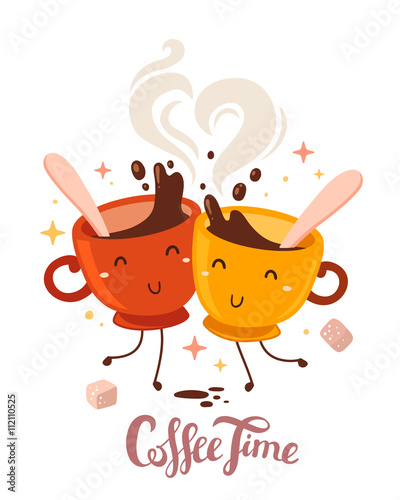 Vector illustration of yellow and red smile friend girl characte