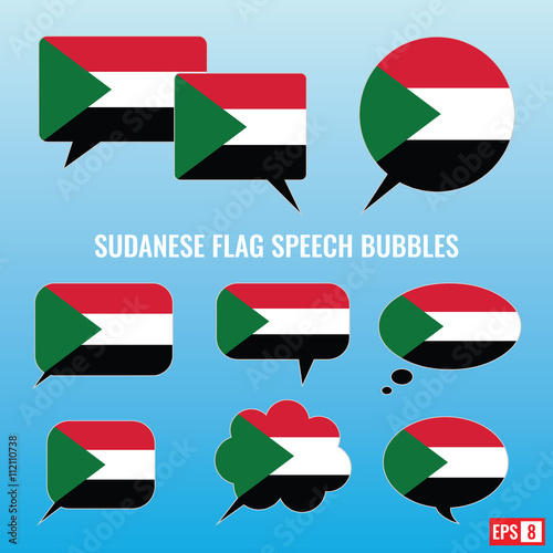 Sudanese Flag Speech Bubbles
