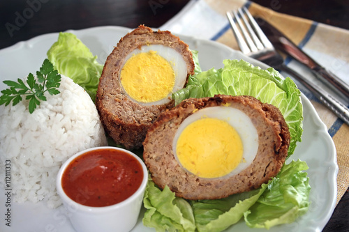 Scotch eggs - meatballs with hard-boiled eggs
