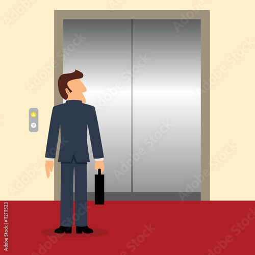 businessman standing in front of the elevator