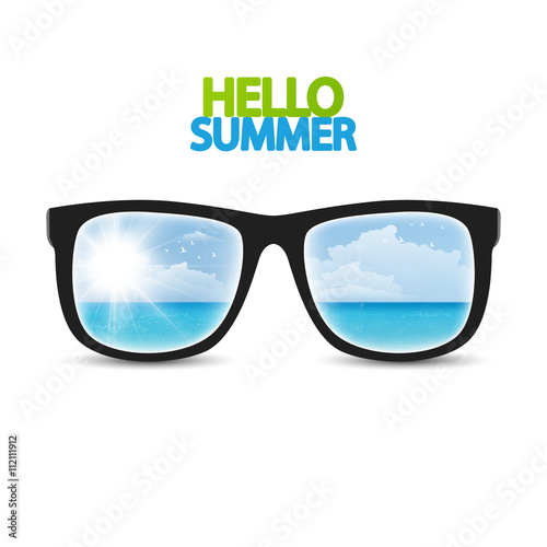 Sunglasses with ocean reflection vector illustration

