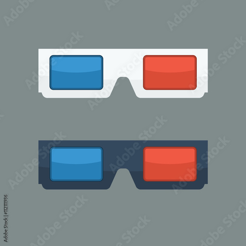 3D glasses vector illustration with flat color style.
