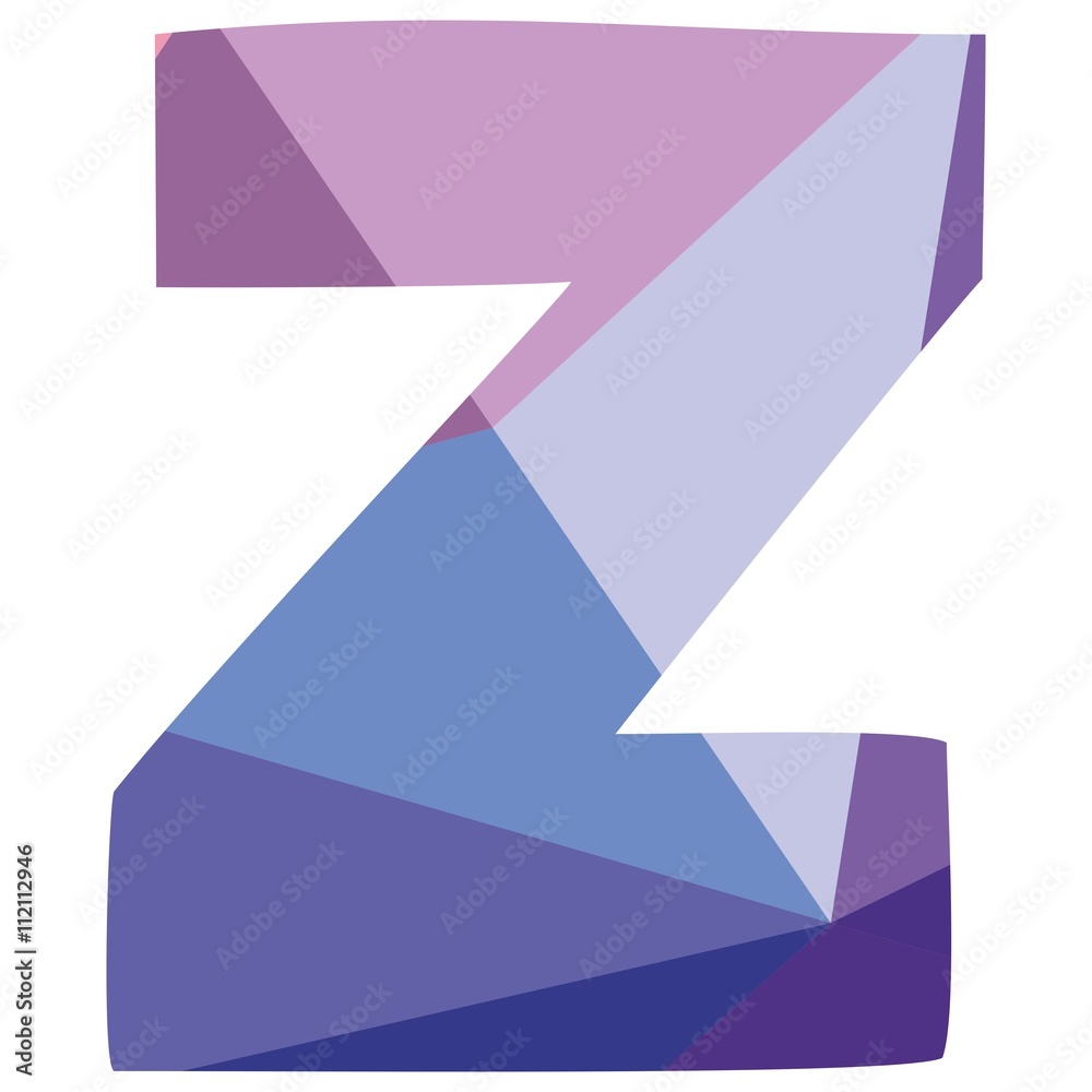Z low poly wrapping surface vector pastel alphabet letter isolated on white background Z low poly wrapping surface vector pastel alphabet letter isolated on white background