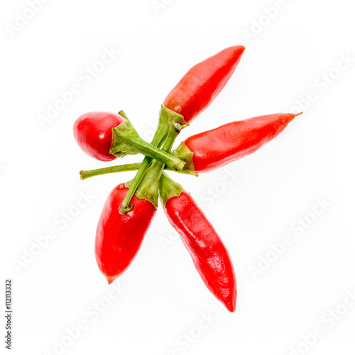 Red hot chili peppers Cayenne, Serrano with green stem.