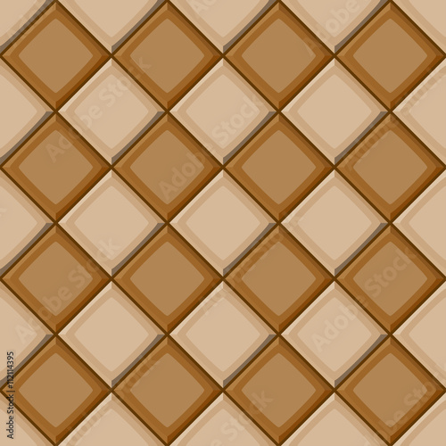 Cartoon hand drown beige and brown diagonal seamless tiles texture. Vector illustration