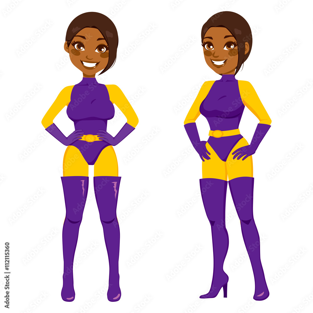 Illustration Of Beautiful African American Sexy Woman In Front And Side Pose With Purple 0730