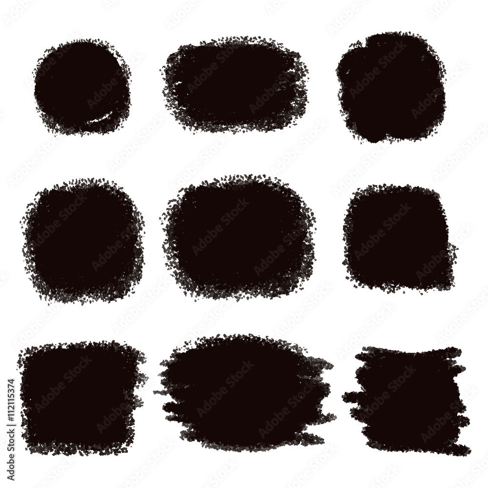 Set of handmade black abstract texture badge brushes Set of handmade black abstract texture badge brushes