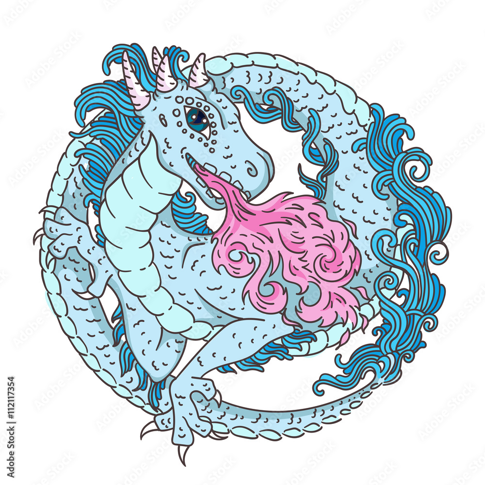 Obraz premium Round dragon character for kids