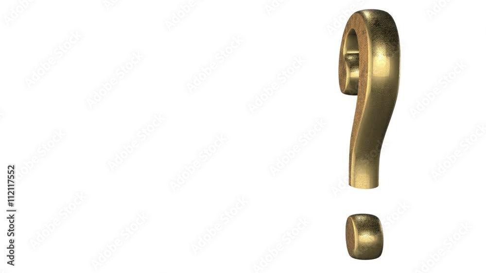 Animated spinning golden Question Mark against white background. Full 360 degree spin. Seamless loop. At the right Animated spinning golden Question Mark against white background. Full 360 degree spin. Seamless loop. At the right