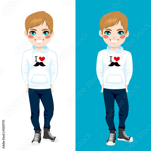 Teenager boy wearing white ...