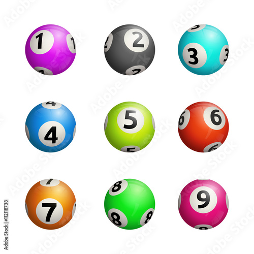Vector illustration of bingo balls. Isolated on white background.