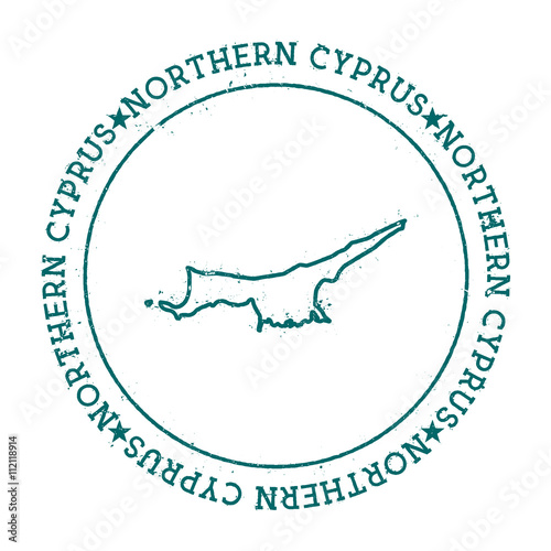Northern Cyprus vector map. Retro vintage insignia with country map. Distressed visa stamp with Northern Cyprus text wrapped around a circle and stars. USA state map vector illustration.
