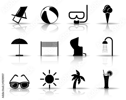 Iconset Baden - Strand / Schwarz (Schatten)