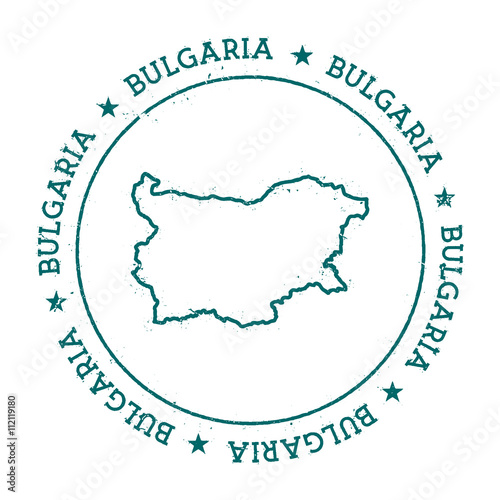 Bulgaria vector map. Retro vintage insignia with country map. Distressed visa stamp with Bulgaria text wrapped around a circle and stars. USA state map vector illustration.