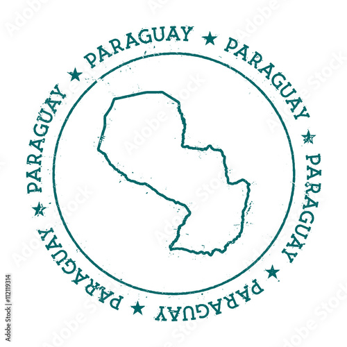Paraguay vector map. Retro vintage insignia with country map. Distressed visa stamp with Paraguay text wrapped around a circle and stars. USA state map vector illustration.