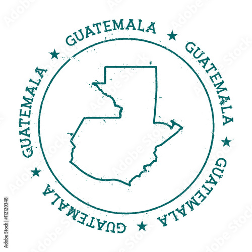 Guatemala vector map. Retro vintage insignia with country map. Distressed visa stamp with Guatemala text wrapped around a circle and stars. USA state map vector illustration.