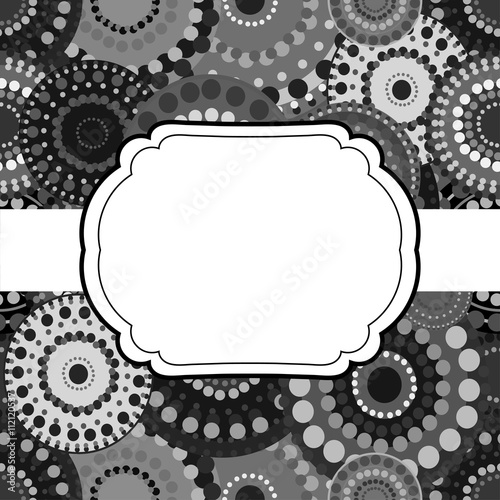Patterned frame background invitation circular ornament grey bla