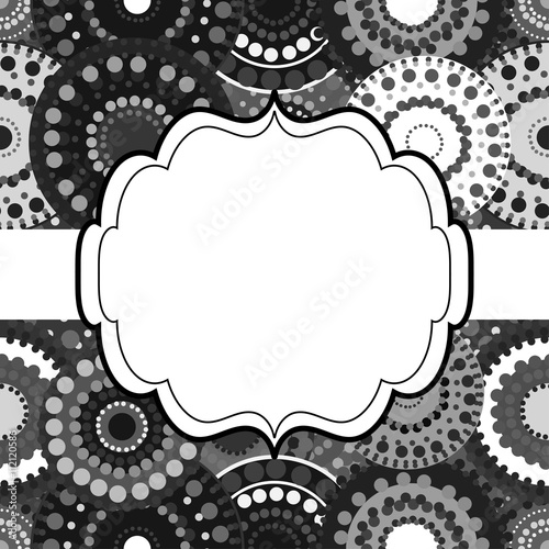 Patterned frame background invitation circular ornament grey bla