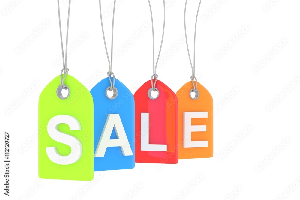 Colorful isolated sale labels on white background. Price tags. Special offer and promotion. Store discount. Shopping time. 3D rendering. Colorful isolated sale labels on white background. Price tags. Special offer and promotion. Store discount. Shopping time. 3D rendering.