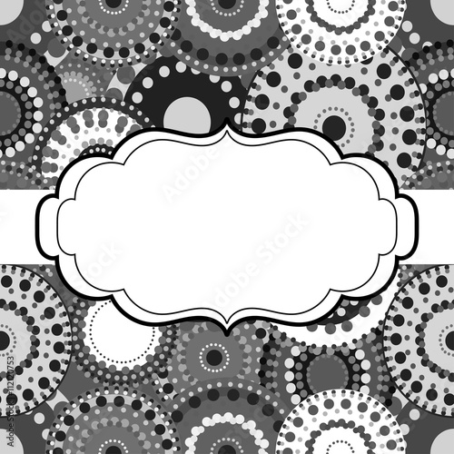 Patterned frame background invitation circular ornament grey bla