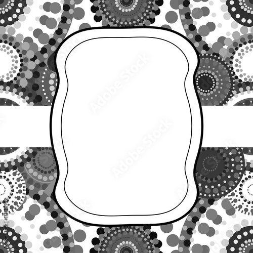Patterned frame background invitation circular ornament grey bla