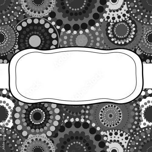Patterned frame background invitation circular ornament grey bla