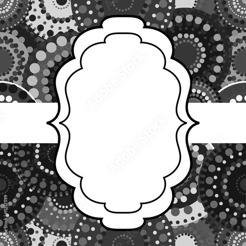 Patterned frame background invitation circular ornament grey bla