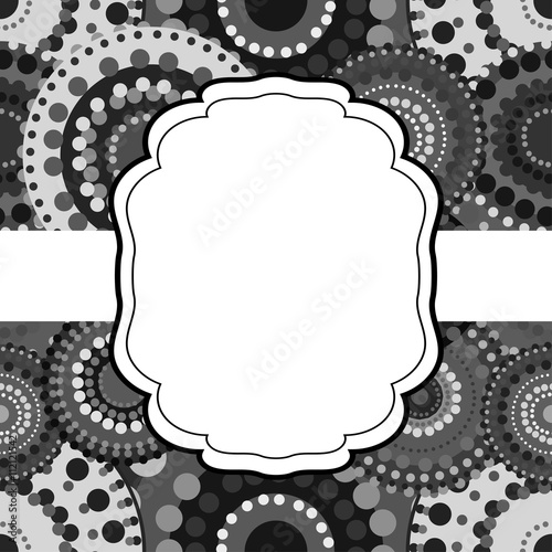 Patterned frame background invitation circular ornament grey bla