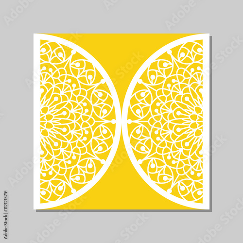 Envelope template with mandala lace ornament.