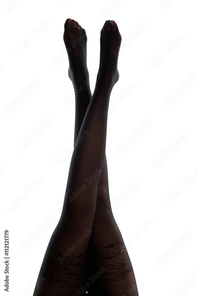 woman legs silhouette on studio isolated white background woman legs silhouette on studio isolated white background