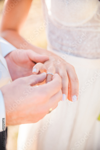 Wedding ring on the finger