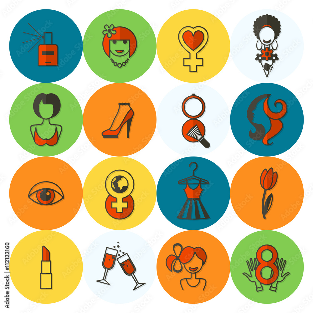 Womans Day Icon Set Womans Day Icon Set