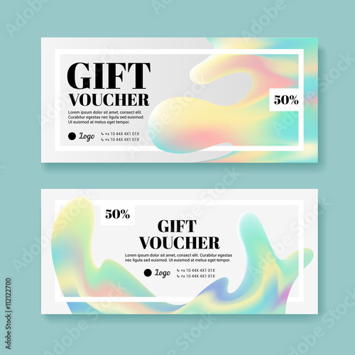 A modern set of gift certificate to the store. A gift certificate to a hologram. Leaflet for the store cosmetics and clothing.