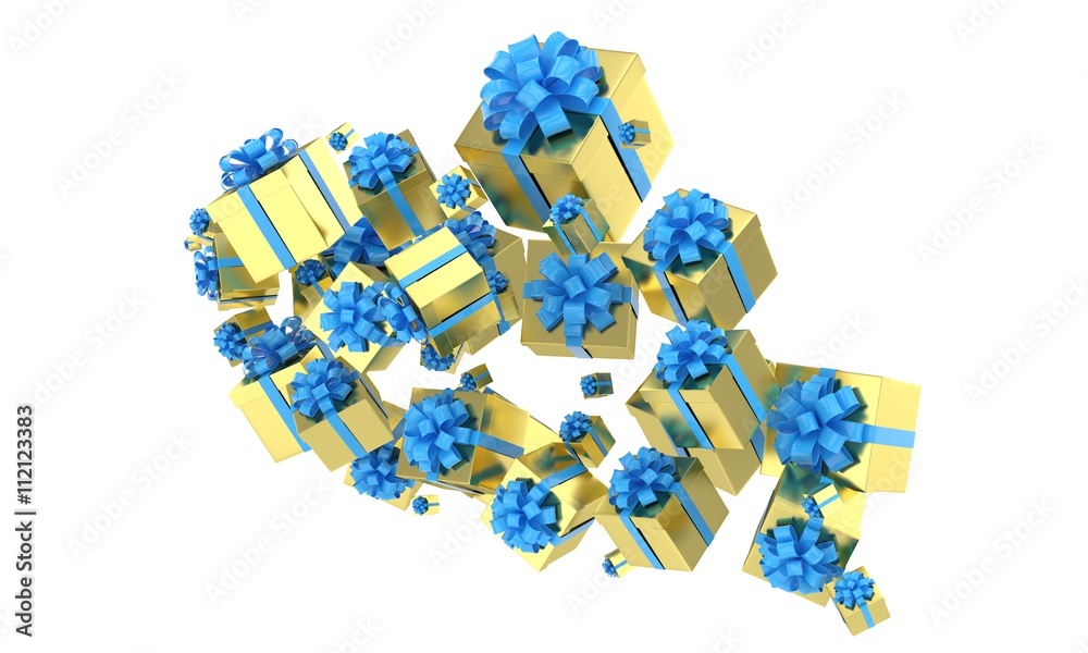 flying gift boxes on white. 3d rendering. flying gift boxes on white. 3d rendering.