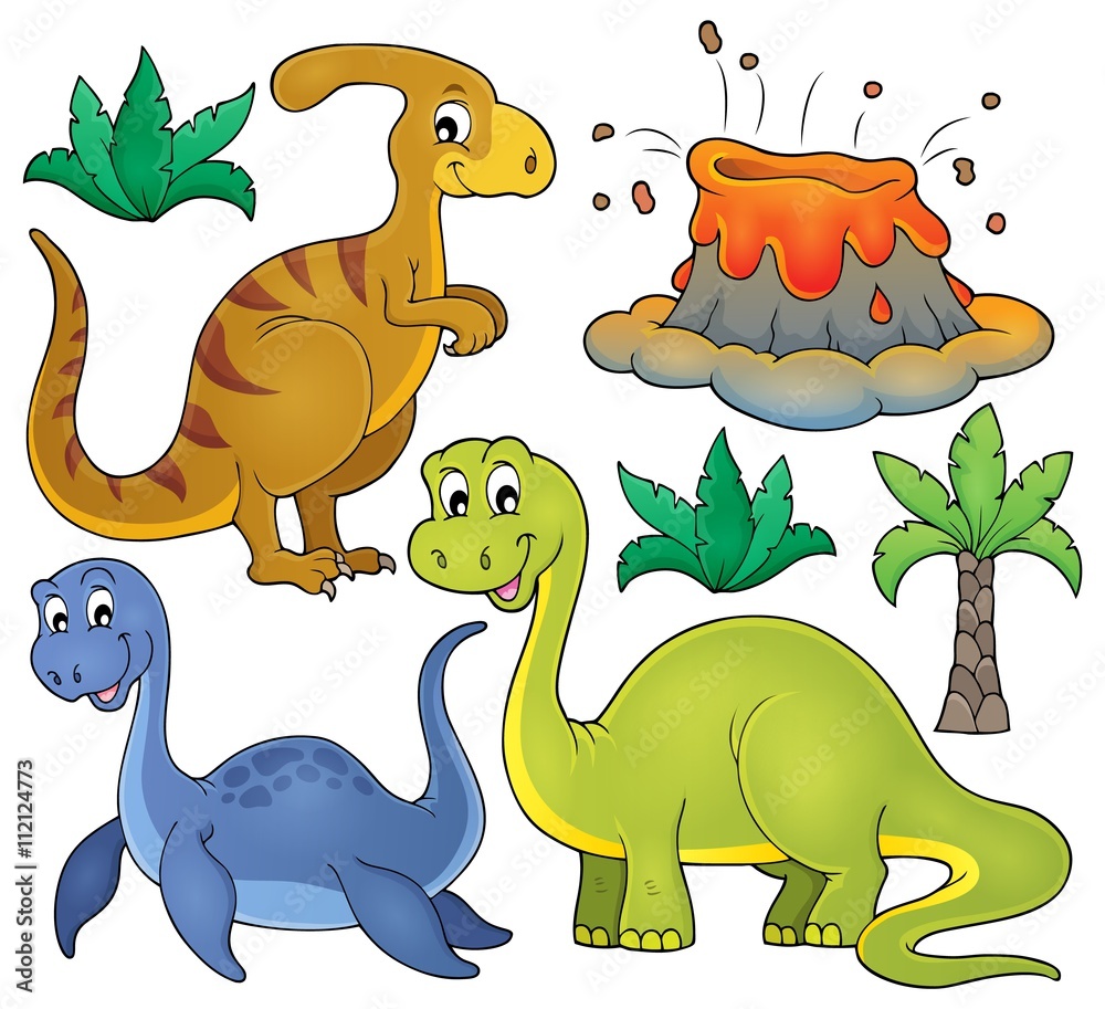 Naklejka premium Dinosaur topic set 3