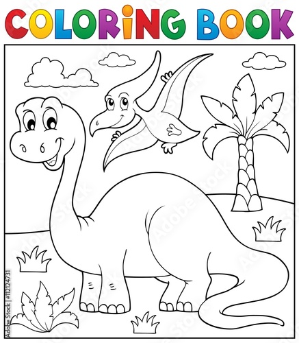 Fototapeta Naklejka Na Ścianę i Meble -  Coloring book dinosaur theme 3